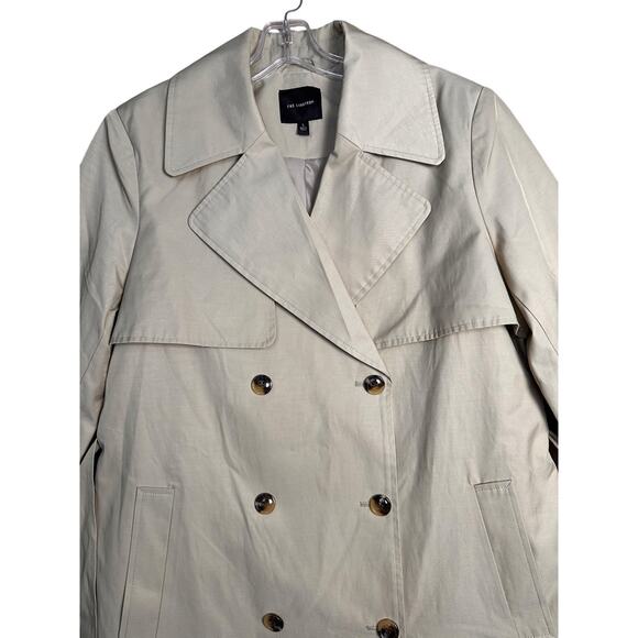 The Limited Y2K Beige Double Breasted Trench Coat Women's Sz L Rain flap Lined - Picture 7 of 16